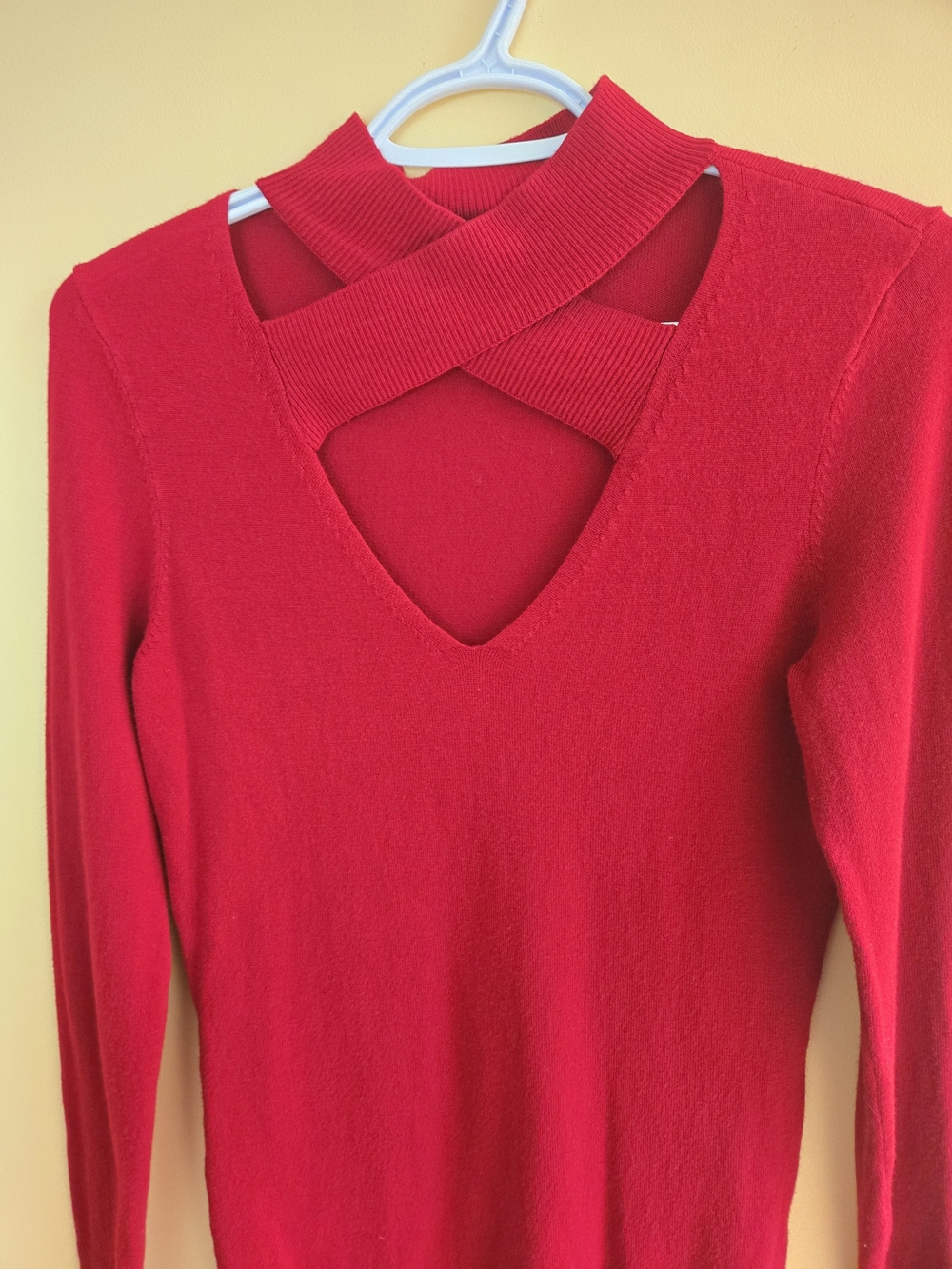 le chateau Crimson Red Crisscross V-Neck Sweater - Picture 5 of 10